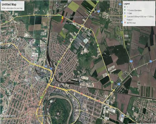 Teren intravilan 2 parcele de 8500 mp front la centura Aradului linga Metro